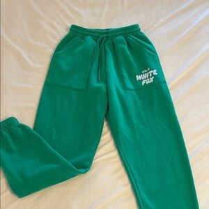 White Fox Green Sweatpants